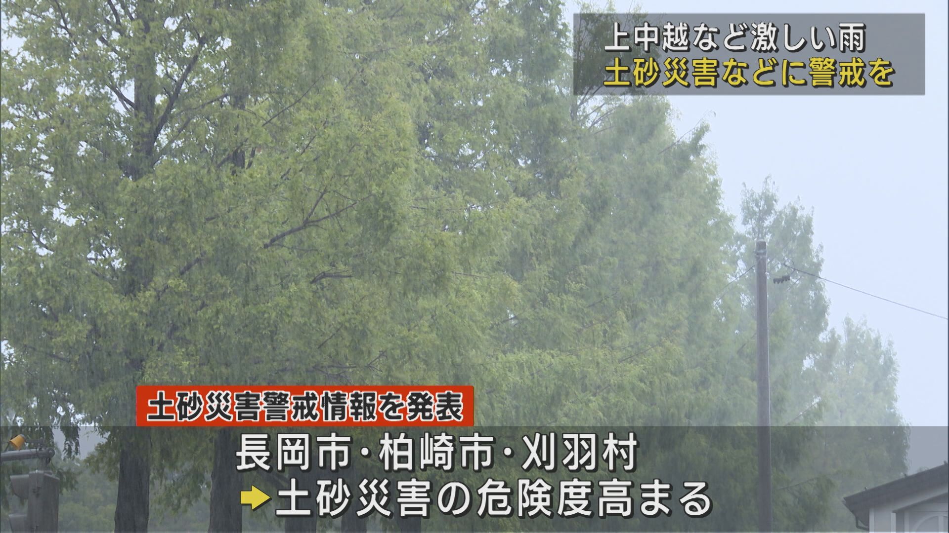 【大雨警戒】1時間50mm以上の雨も－上･中越など大雨、土砂災害に警戒を【新潟】